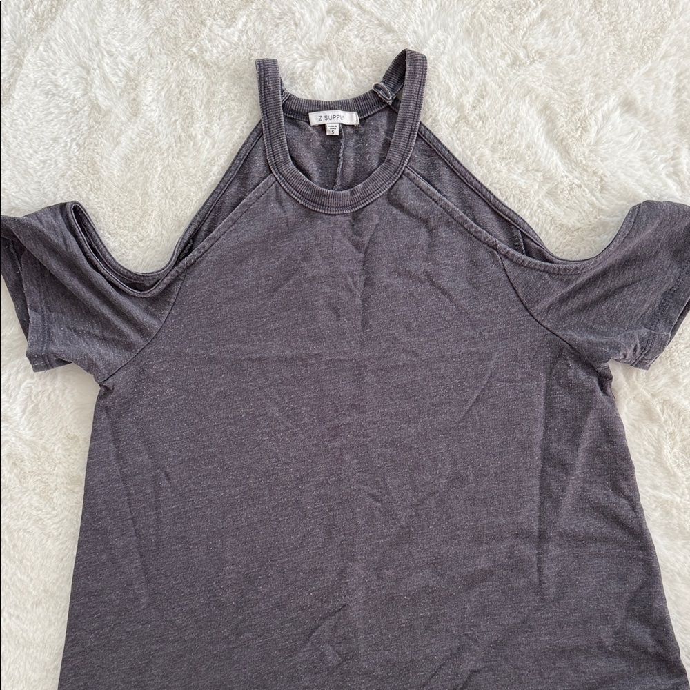 Z Supply Blue/Charcoal Cold Shoulder Tee shirt dress